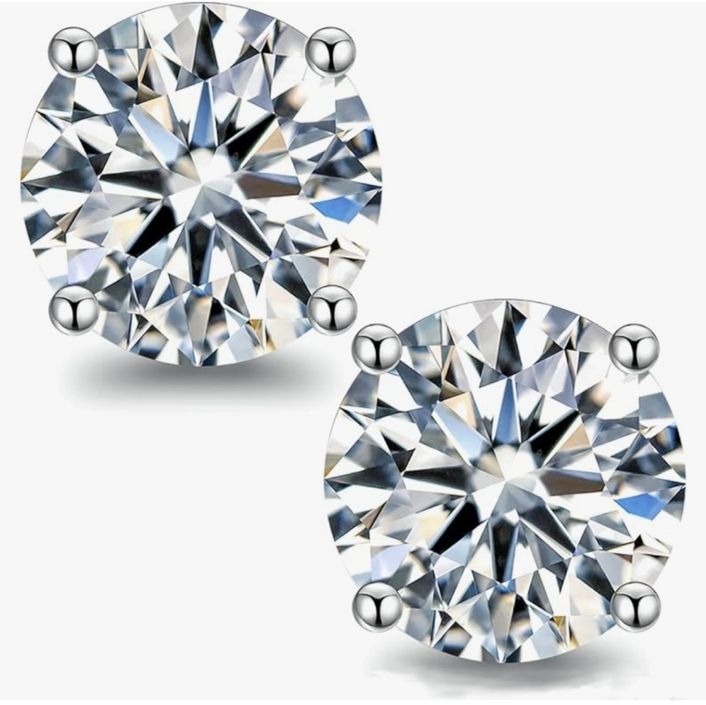 2ct 4 Prong  MOISSONITE DIAMOND STUD EARRINGS VVSI D CERTIFIED